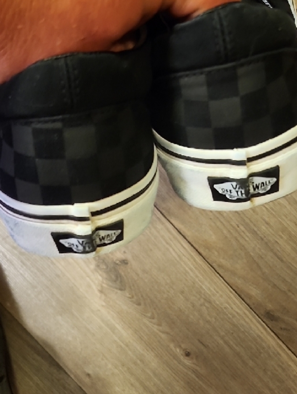 Mens Black Checkered Slip-On Vans Canvas Sneakers Sz 11.5 - Picture 6 of 6